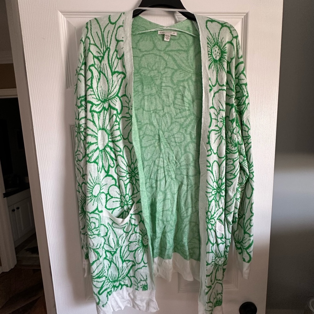 Cato Green and White Floral Cardigan